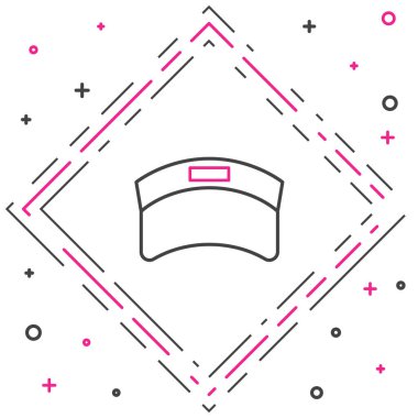 Çizgi Güneşi güneşlik simgesi beyaz arkaplanda izole edildi. Spor malzemeleri. Spor üniforması. Renkli taslak konsepti. Vektör