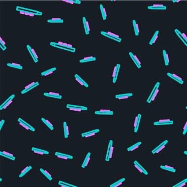 Çizgili müzik aleti davul ve baget çubukları simgesi siyah arkaplanda izole edilmiş pürüzsüz desen. Vektör