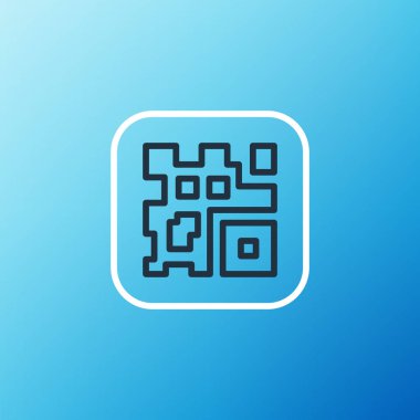 Akıllı telefon tarama simgesi için QR kod örneği mavi arkaplanda izole edildi. Renkli taslak konsepti. Vektör