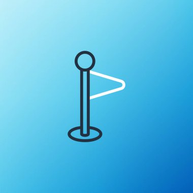 Satır Bayrağı simgesi mavi arkaplanda izole edildi. Yer belirleyici sembol. Renkli taslak konsepti. Vektör