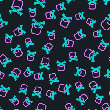 Çizgi örgü simgesi siyah arkaplanda izole edilmiş. Örgü kumaş ve iğneli yün amblemi. El yapımı, örgü ya da terzi için etiket. Vektör