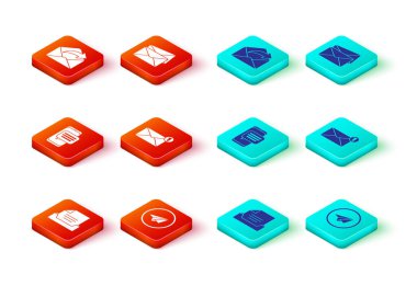 Çekmeceyi doküman, kağıt uçak, sohbet mesajları, telefon, zarf ve giden posta simgesi ile ayarla. Vektör