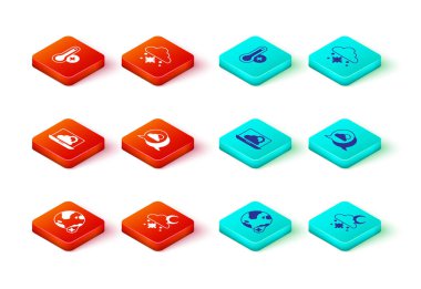 Su bırakma yüzdesini, karlı ve güneşli bulutu, hava tahminini, konum bulutunu ve meteoroloji termometresi ikonunu ayarla. Vektör