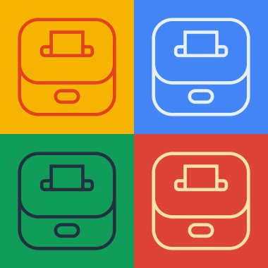 Resim sandığı ya da oy sandığı renkli arka planda izole edilmiş bir zarf simgesi. Vektör