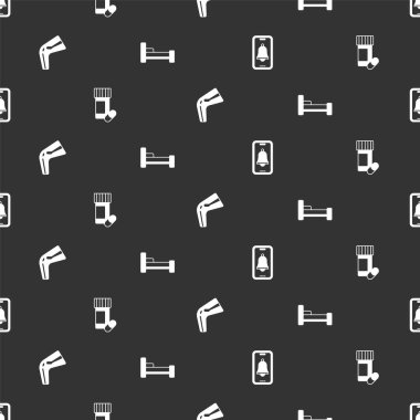 Acil telefon görüşmesi, ilaç şişesi ve haplar, kemik ağrısı ve yatak sorunsuz. Vektör