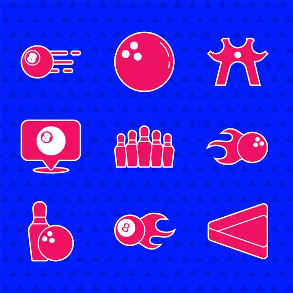 Bowling pimi, bilardo topu, üçgen ve bilardo salonu, dinlenme ve ikon. Vektör