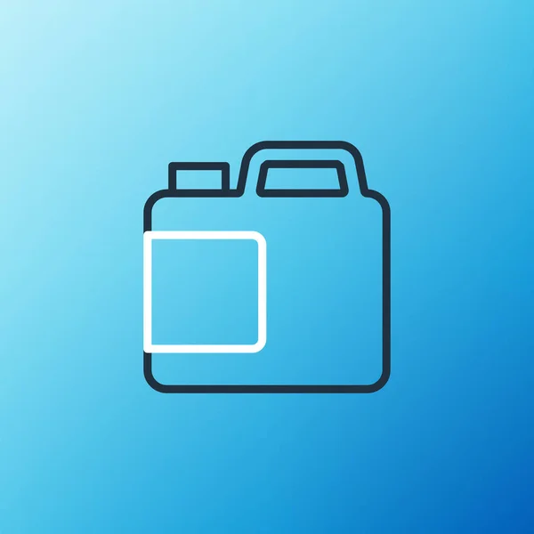 Linie Plastikflasche für Waschmittel, Bleichmittel, Spülmittel oder ein anderes Reinigungsmittel Symbol isoliert auf blauem Hintergrund. Buntes Rahmenkonzept. Vektor — Stockvektor