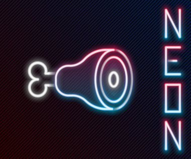 Parlayan neon çizgili tavuk budu simgesi siyah arka planda izole edildi. Tavuk budu. Renkli taslak konsepti. Vektör