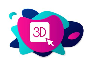 Beyaz arkaplanda 3 boyutlu renkli yazıcı simgesi izole edildi. 3D baskı. Sıvı şekilli soyut pankart. Vektör