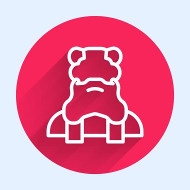 Beyaz çizgi rahip simgesi uzun gölgeli. Kırmızı daire düğmesi. Vektör.