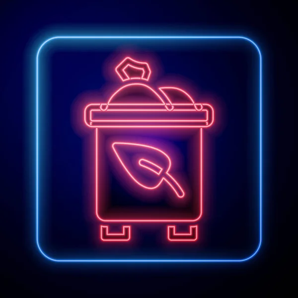 Leuchtende Neon Papierkorb mit Recycling-Symbol Symbol isoliert auf schwarzem Hintergrund. Mülleimer-Symbol. Mülleimer-Schild. Papierkorb. Vektor — Stockvektor