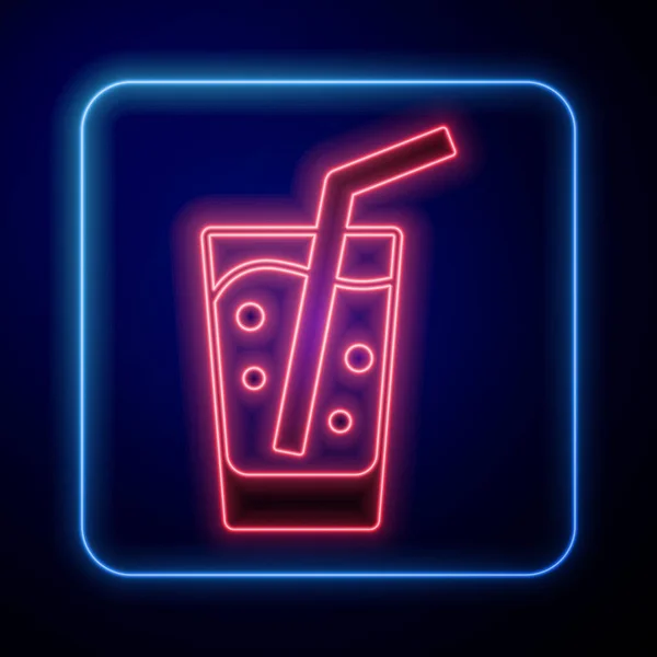 Gloeiend neon glas met water icoon geïsoleerd op zwarte achtergrond. Natriumglas. Vector — Stockvector