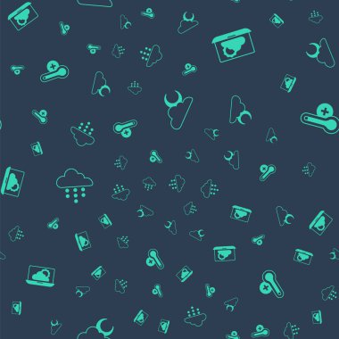 Bulut 'u aya, hava tahminine, yağmura ve Meteoroloji termometresine ayarlayın. Vektör