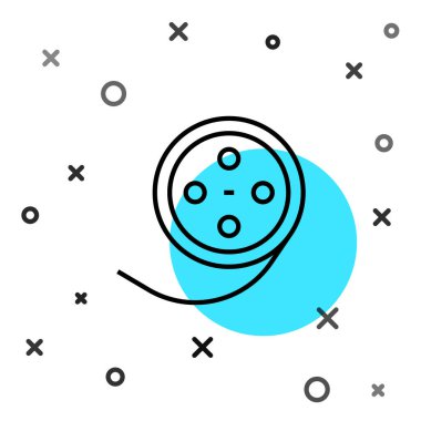 Siyah çizgi film makarası simgesi beyaz arkaplanda izole edildi. Rastgele dinamik şekiller. Vektör.