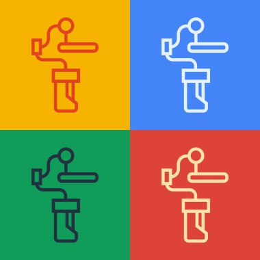 Kamera simgesi için Pop Art Line Gimbal dengeleyicisi renk arkaplanında izole edildi. Vektör.