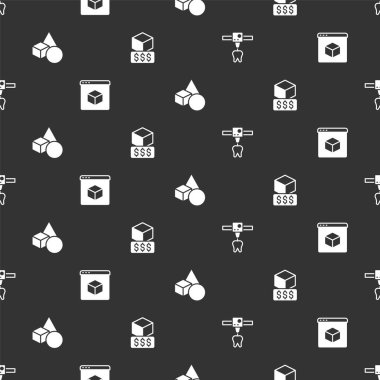 3D yazıcı dişini, temel geometrik şekilleri ve hizmetleri pürüzsüz desene ayarlayın. Vektör