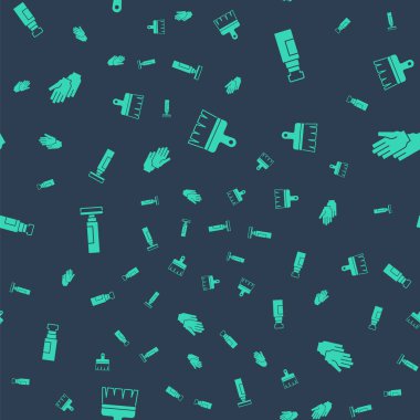 Boya fırçası, keçeli kalem ve lastik eldivenleri dikişsiz desene göre ayarla. Vektör