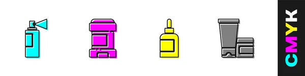 Set Perfume Antiperspirant Deodorant Roll Cream Lotion Cosmetic Tube Icon — Stock Vector