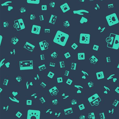 Paw print, Heart Hand, Bağış derneği ve kusursuz bir düzen. Vektör