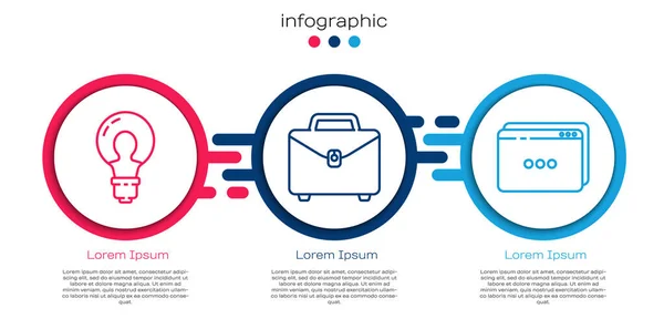 Définir Ligne Ampoule Avec Concept Idée Mallette Modèle Site Web — Image vectorielle