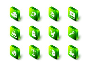 Sihirli el aynası, top, Antik büyü kitabı, asa, vampir, kulaklı tavşan, ay yıldızları ve ortaçağ ikonu. Vektör