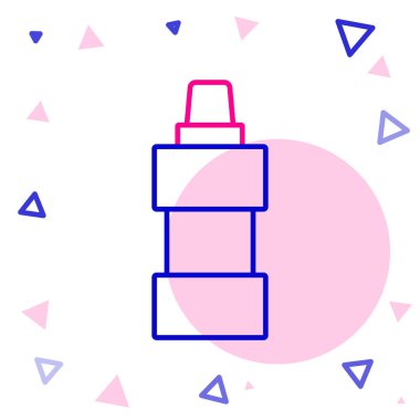 Çamaşır deterjanı, çamaşır suyu, bulaşık deterjanı ya da beyaz arka planda izole edilmiş başka bir temizlik malzemesi için çizgi plastik şişe. Renkli taslak konsepti. Vektör