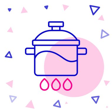 Çizgi Pişirme ikonu beyaz arkaplanda izole edildi. Haşlama ya da güveç besin sembolü. Renkli taslak konsepti. Vektör