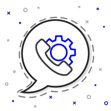 Hat Telefonu, beyaz arkaplanda 24 saatlik destek ikonu izole edildi. Tüm gün müşteri destek merkezi. Tam zamanlı çağrı servisi. Renkli taslak konsepti. Vektör