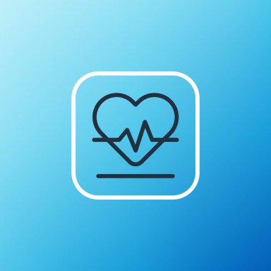 Hat Kalp atış simgesi mavi arkaplanda izole edildi. Kalp atışı işareti. Kalp atışı ikonu. Kardiyogram simgesi. Renkli taslak konsepti. Vektör