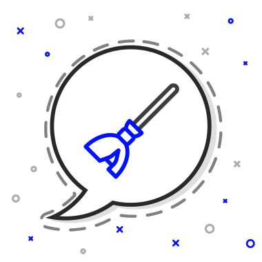 Çizgi Cadıları süpürge simgesi beyaz arkaplanda izole edildi. Mutlu Cadılar Bayramı Partisi. Renkli taslak konsepti. Vektör