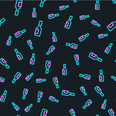 Çizgi Tabasco sosu simgesi siyah arkaplanda izole edilmiş. Kırmızı biberli baharatlı biber sosu. Vektör