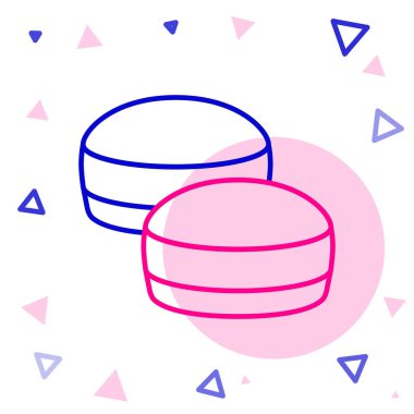 Beyaz arkaplanda çizgi makarna ikonu izole edildi. Makarna tatlı fırın. Renkli taslak konsepti. Vektör