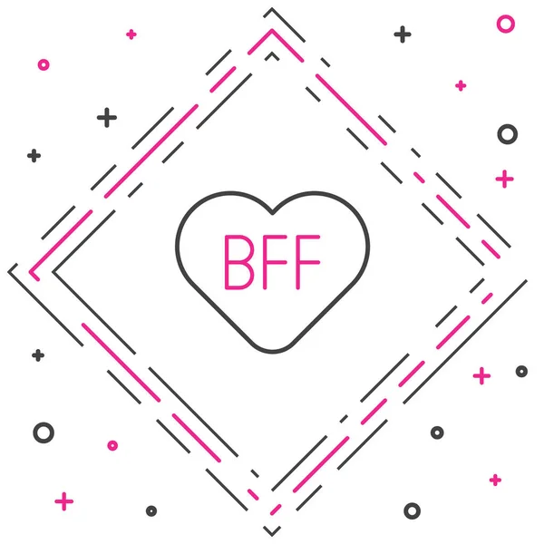 Line BFF vagy legjobb barátok örökre ikon elszigetelt fehér háttér. Színes vázlat koncepció. Vektor — Stock Vector