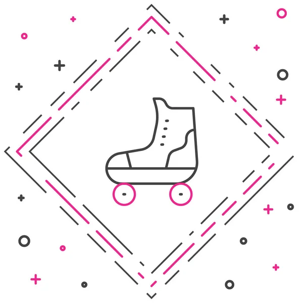 ラインローラースケートアイコンは白い背景に隔離されています。カラフルなアウトラインコンセプト。ベクトル — ストックベクタ