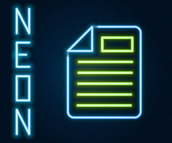 Сяючий неоновий рядок Піктограма документа, ізольована на чорному тлі. Піктограма контрольного списку. Бізнес-концепція. Барвиста концепція контуру. Векторні — стоковий вектор