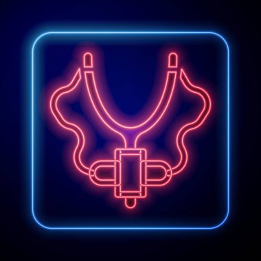 Siyah arkaplanda parlayan neon sapan simgesi izole edildi. Vektör