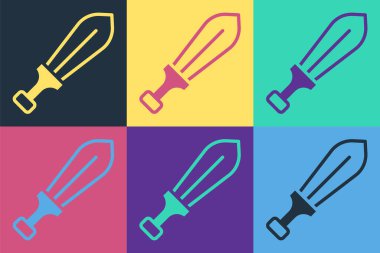 Pop Art Sword oyuncak ikonu renk arkaplanında izole edildi. Vektör