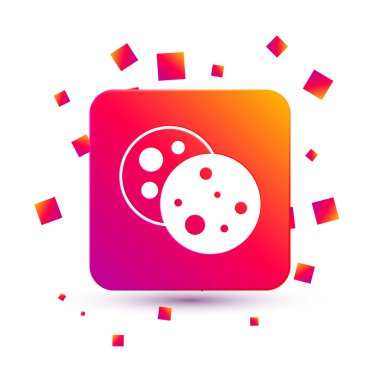 Beyaz arka planda izole edilmiş çikolatalı kurabiye ya da bisküvi. Kare renk düğmesi. Vektör