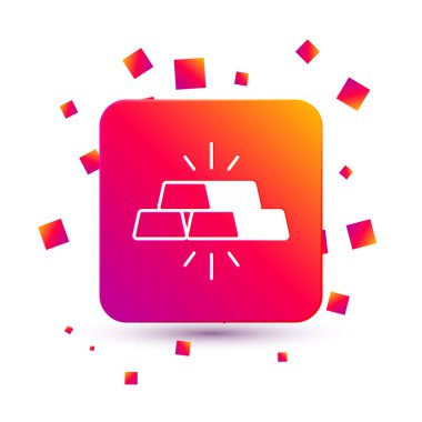 Beyaz arka planda izole edilmiş beyaz altın çubuk simgesi. Bankacılık işi konsepti. Kare renk düğmesi. Vektör