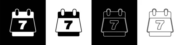 Définir l'icône du calendrier de réservation d'hôtel isolé sur fond noir et blanc. Vecteur — Image vectorielle