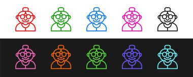 Büyük anne simgesi siyah beyaz arkaplanda izole edildi. Vektör