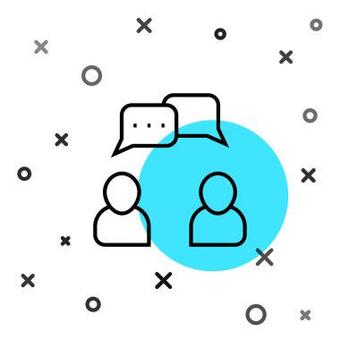 Siyah çizgi konuşma balonu sohbet simgesi beyaz arkaplanda izole edildi. İleti simgesi. İletişim ya da yorum sohbet sembolü. Rastgele dinamik şekiller. Vektör