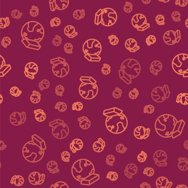 Kahverengi çizgi altın renkli çubuk simgesi kırmızı arkaplanda izole edilmiş. Bankacılık işi konsepti. Vektör