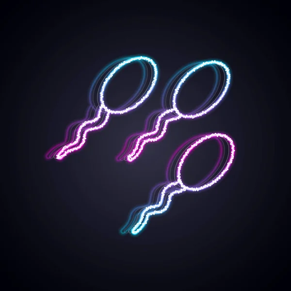 Gloeiende neon lijn Sperma pictogram geïsoleerd op zwarte achtergrond. Vector — Stockvector