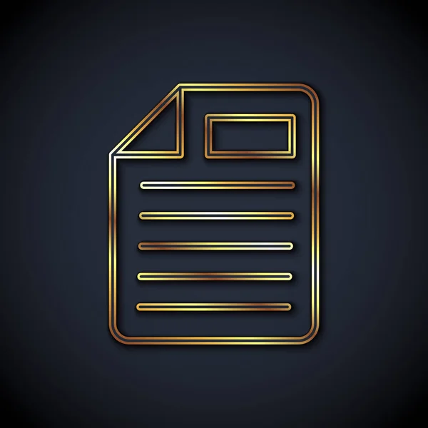 Línea de oro Icono de documento de archivo aislado sobre fondo negro. Icono de lista de verificación. Concepto de negocio. Vector — Vector de stock