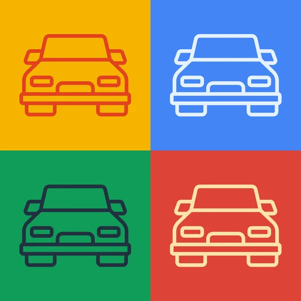 Pop art line Ikona samochodu izolowane na tle koloru. Wektor — Wektor stockowy