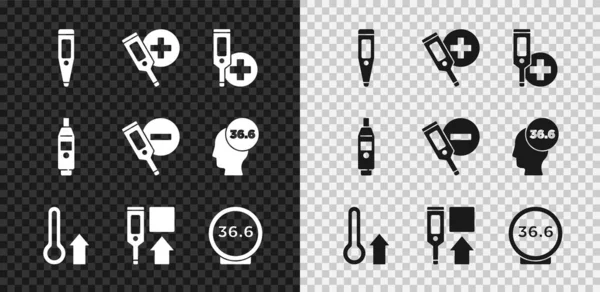 Set Digital thermometer, Meteorology, Medical, and icon. Vector — Stock Vector