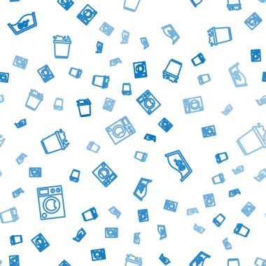 İp temizleyiciyi, ısı temizleyiciyi ve köpüklü kovayı kusursuz desenli ayarla. Vektör