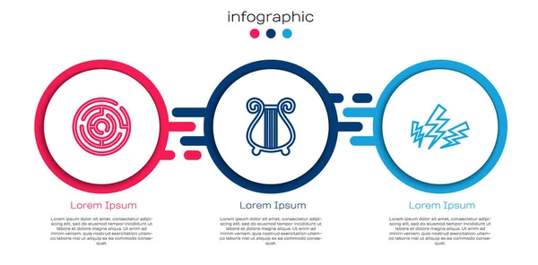 Minotaurus-Labyrinth, antike Leier und Zeus. Geschäftsinfografische Vorlage. Vektor — Stockvektor