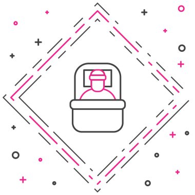 Beyaz arkaplanda uyku tulumu simgesi izole edildi. Renkli taslak konsepti. Vektör